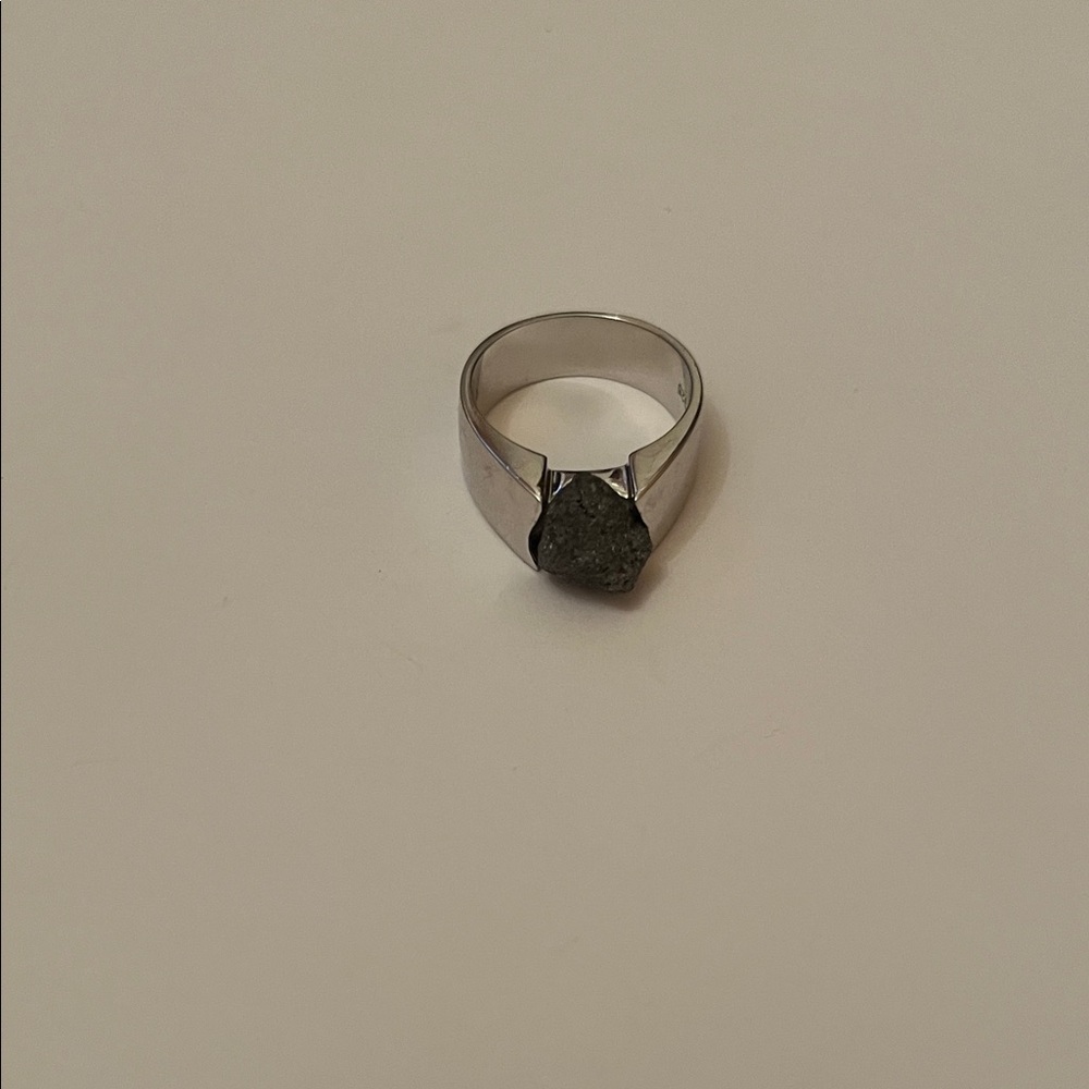 Silver Ring with Rough Black Diamond